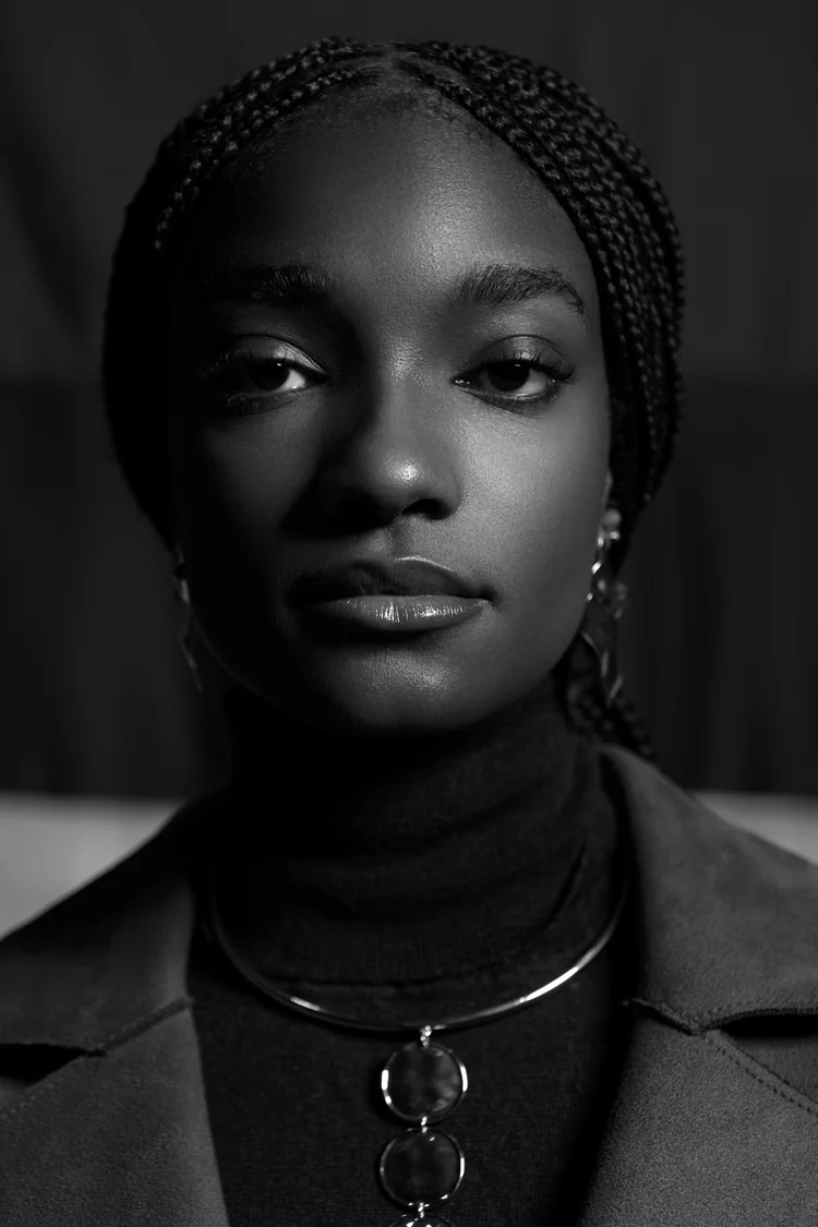 Black and white portrait from Phaël M’Boutchou’s portfolio, frame 2